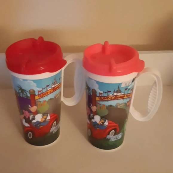 Whirley Drink Works 2 Rapid Fill Disney Travel Mug red and pink covered 7'' tall - Picture 1 of 5